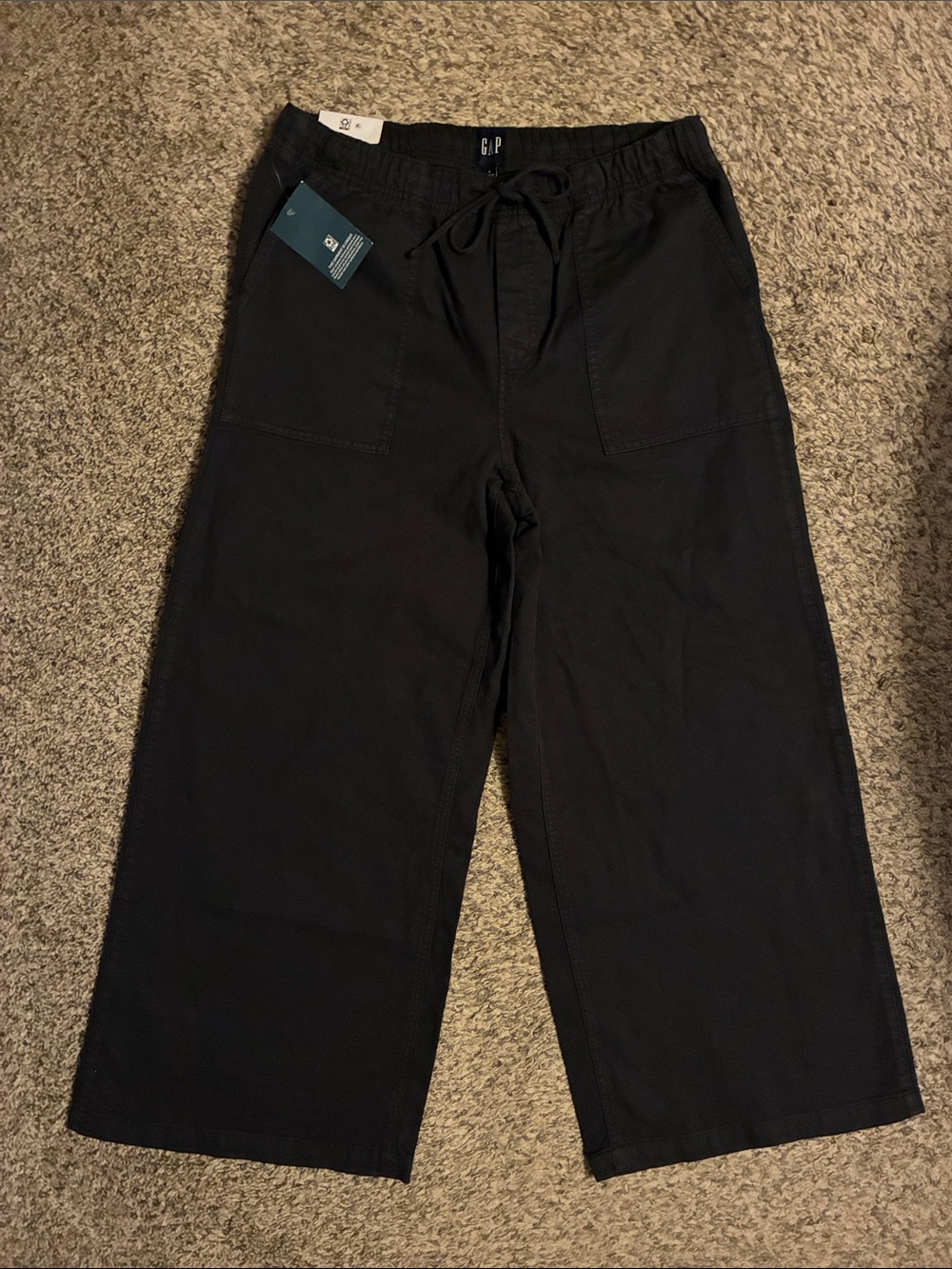 GAP twill drawstring wide leg pants -size large NWT